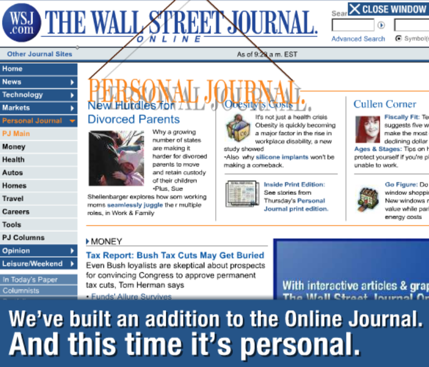 The Wall Street Journal Online: Personal Journal Banner Ad