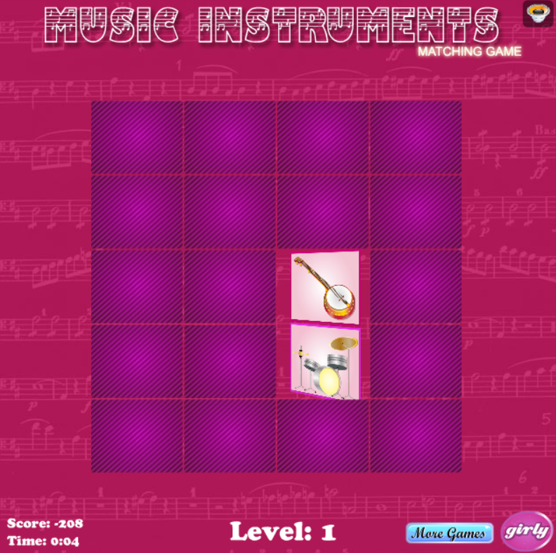 Music Instruments Matching Game
