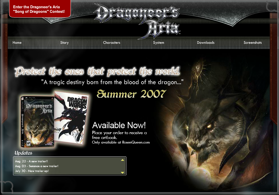 Dragoneer's Aria Microsite