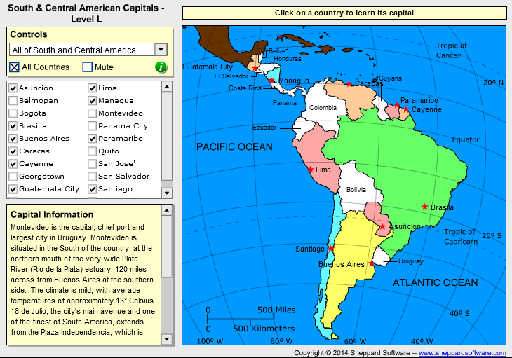 South & Central American Geography - Capitals