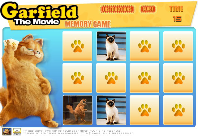 Garfield the Movie Memory Game