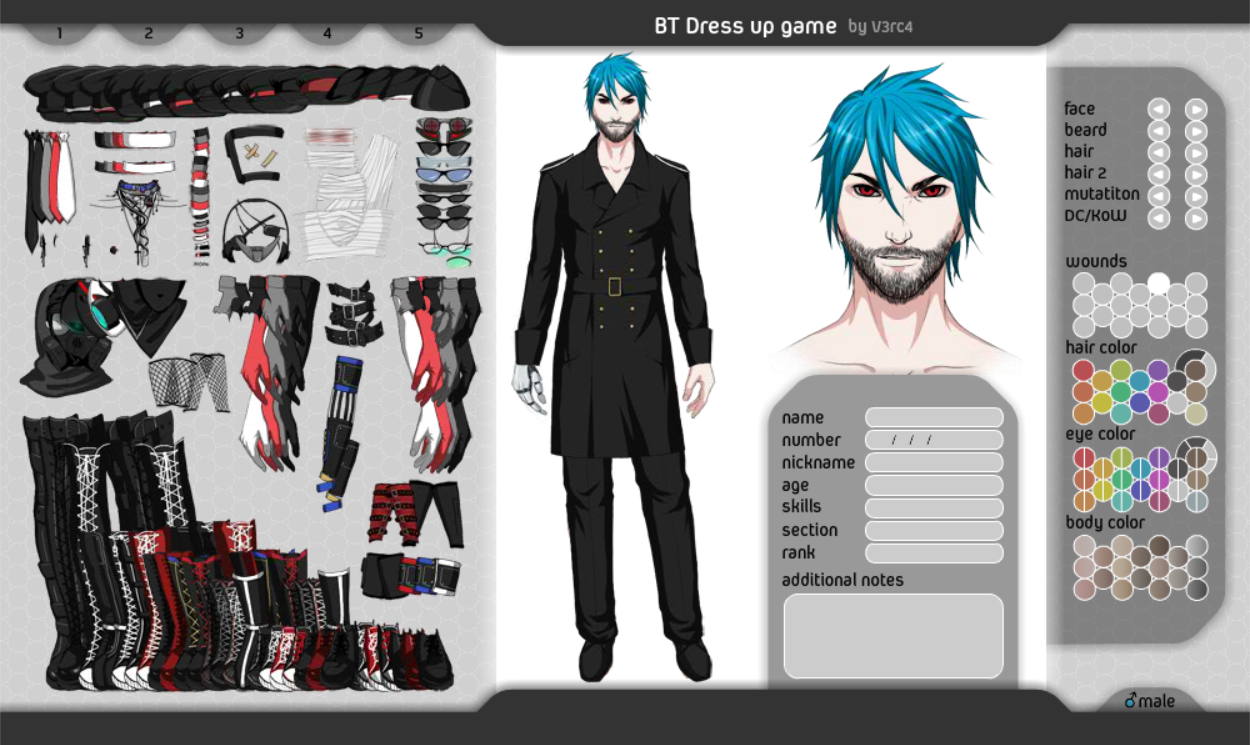 BT dress up game MALE