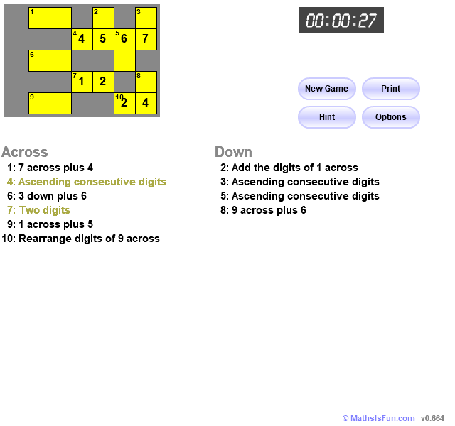Cross Number Puzzle