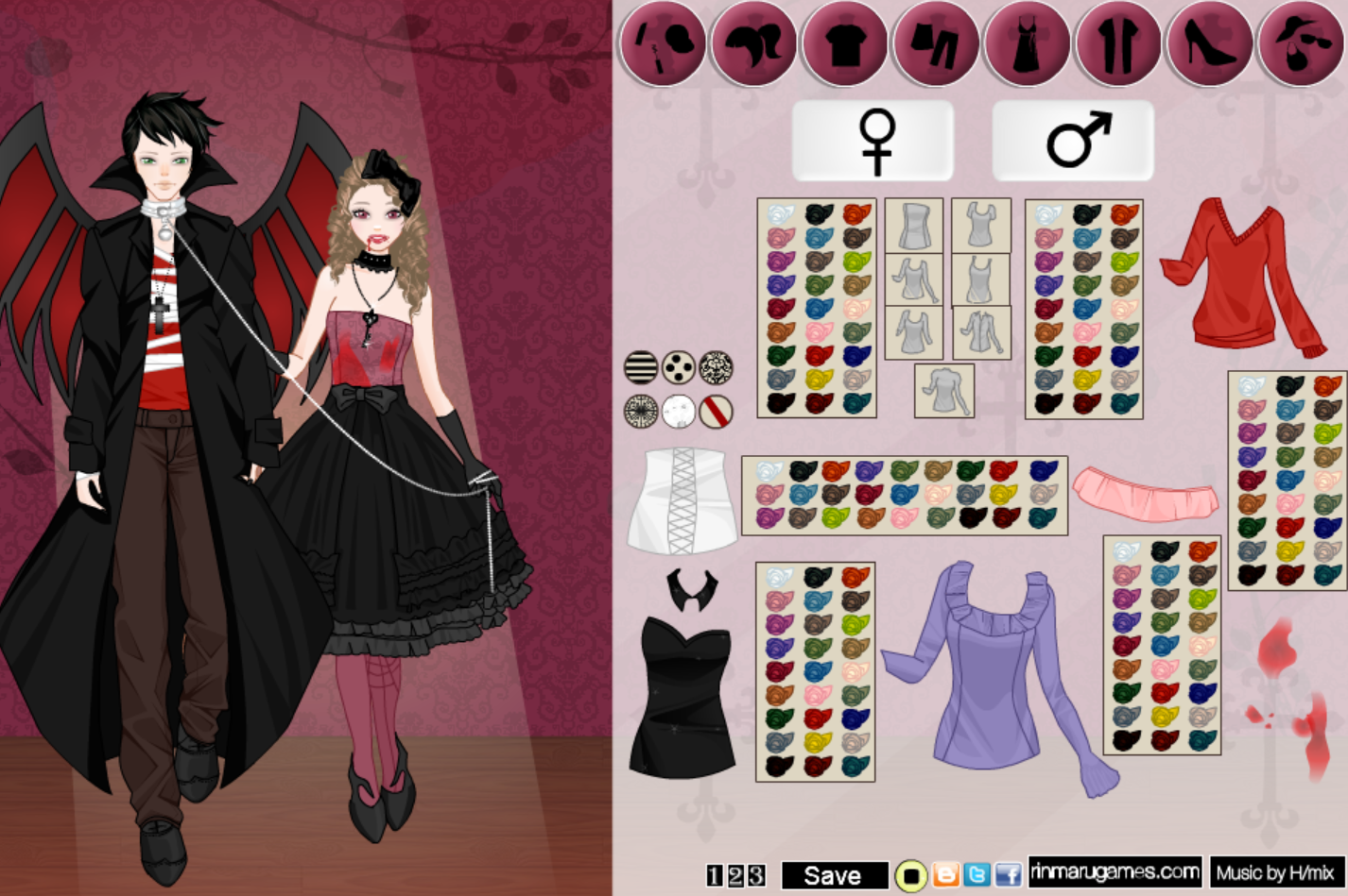 Vampire Couple Dress Up Game