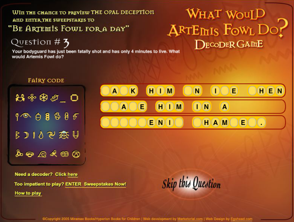 What Would Artemis Fowl Do? - Decoder Game