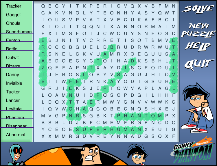 Danny Phantom Word Search