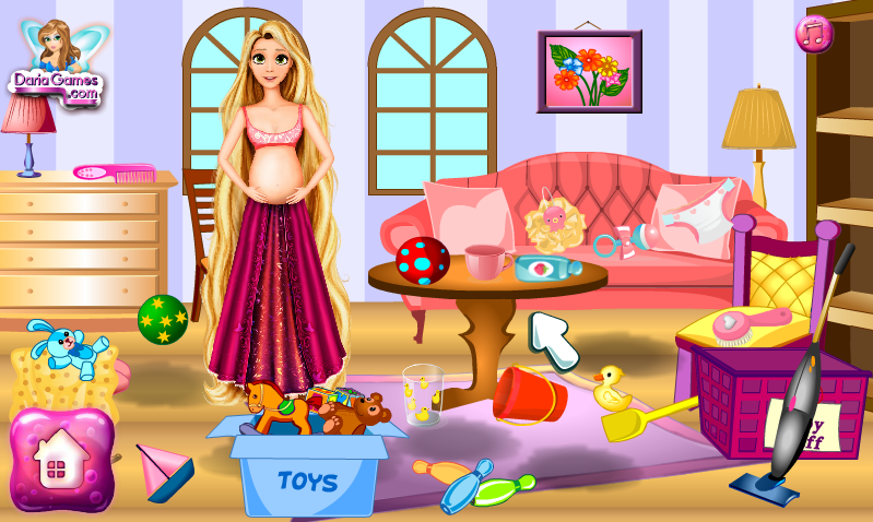 Pregnant Rapunzel Room Cleaning