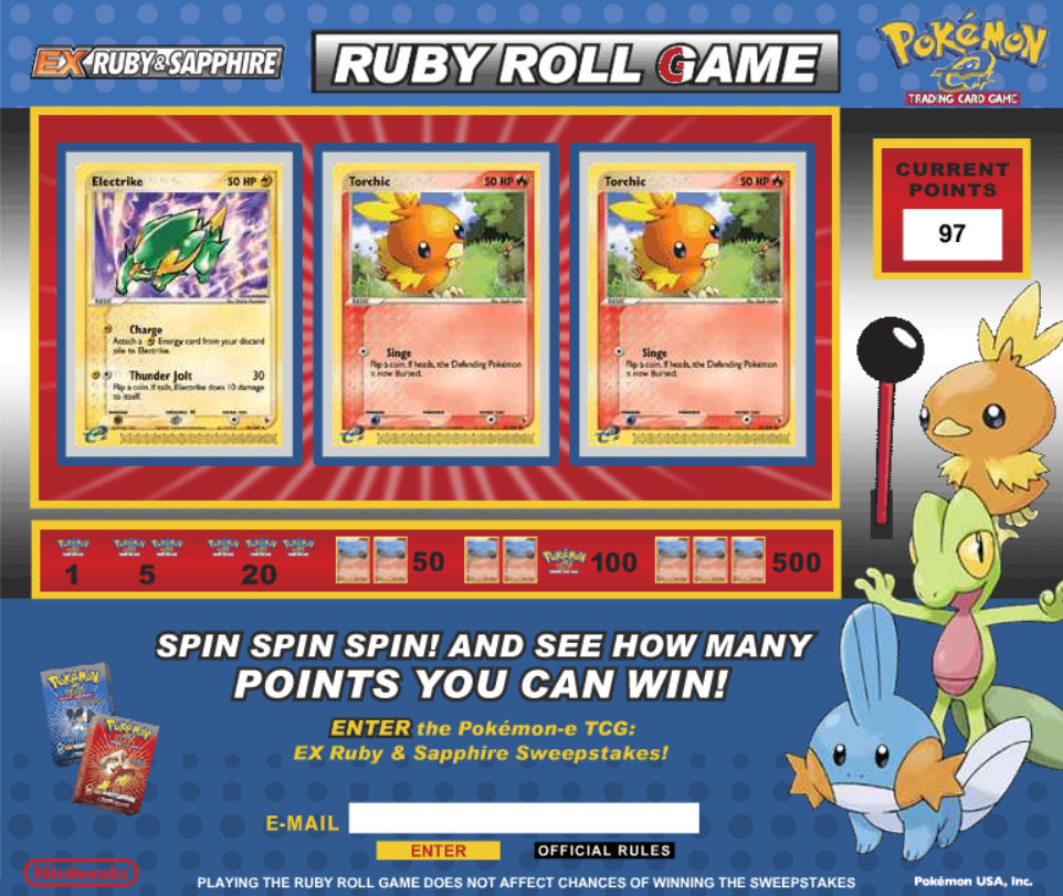 Pokémon Trading Card Game EX Ruby & Sapphire: Ruby Roll Game