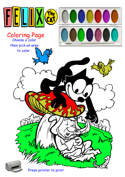 Felix the Cat Interactive Coloring Page 1