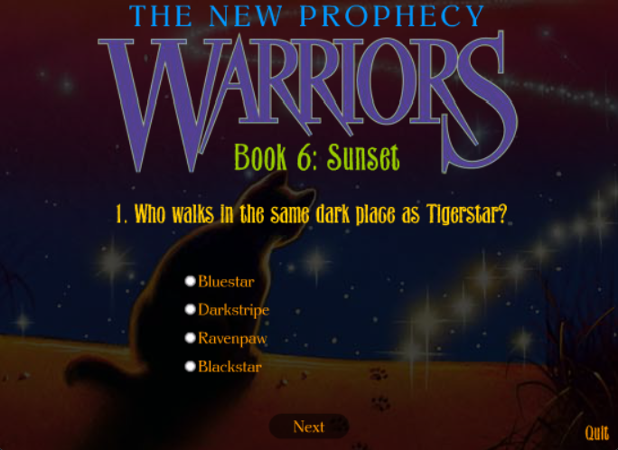 Warriors: The New Prophecy - Book 6: Sunset Quiz