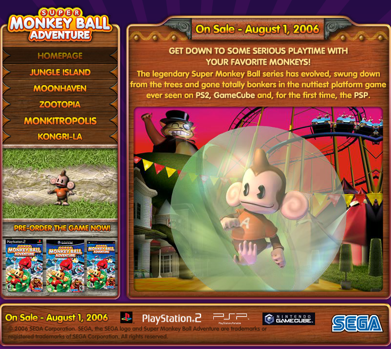 Super Monkey Ball Adventure Microsite