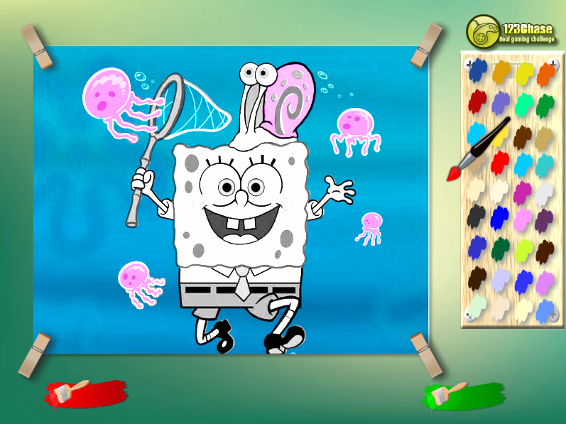 Spongebob with Jelly Fish Kids Coloring