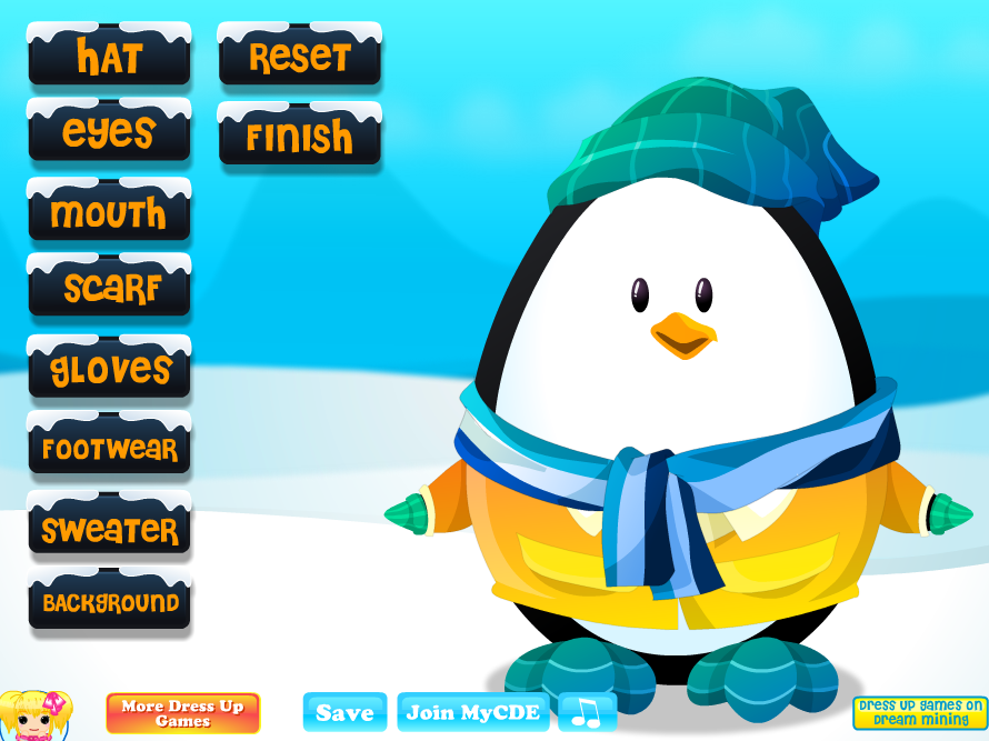 Winter Penguin Dressup