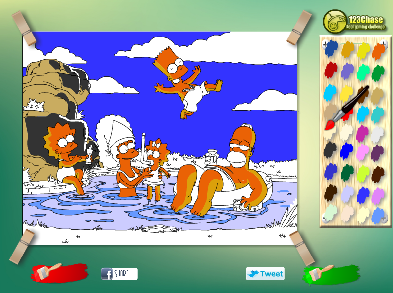 Vacationing Simpsons Kids Coloring