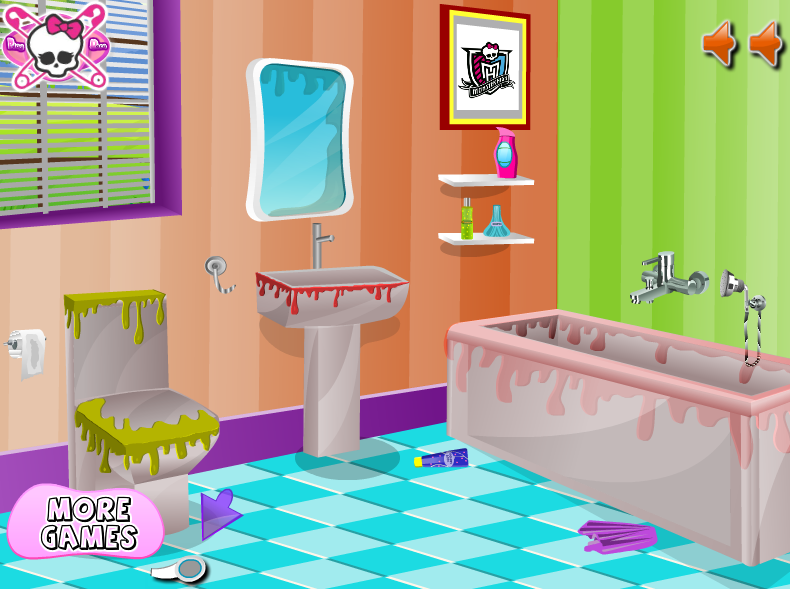 Monster High Bath Room Clening