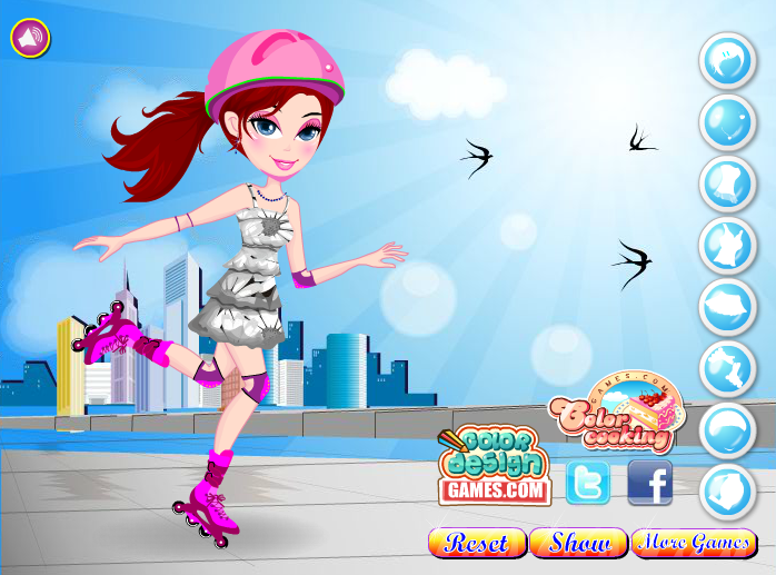 Rollerblades In Summer Dress Up