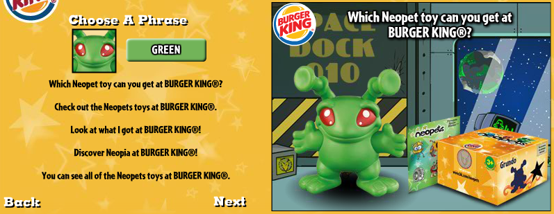 Burger King Neopets Card Maker