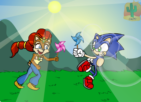 Kid Sonic and Sally Run Cycle