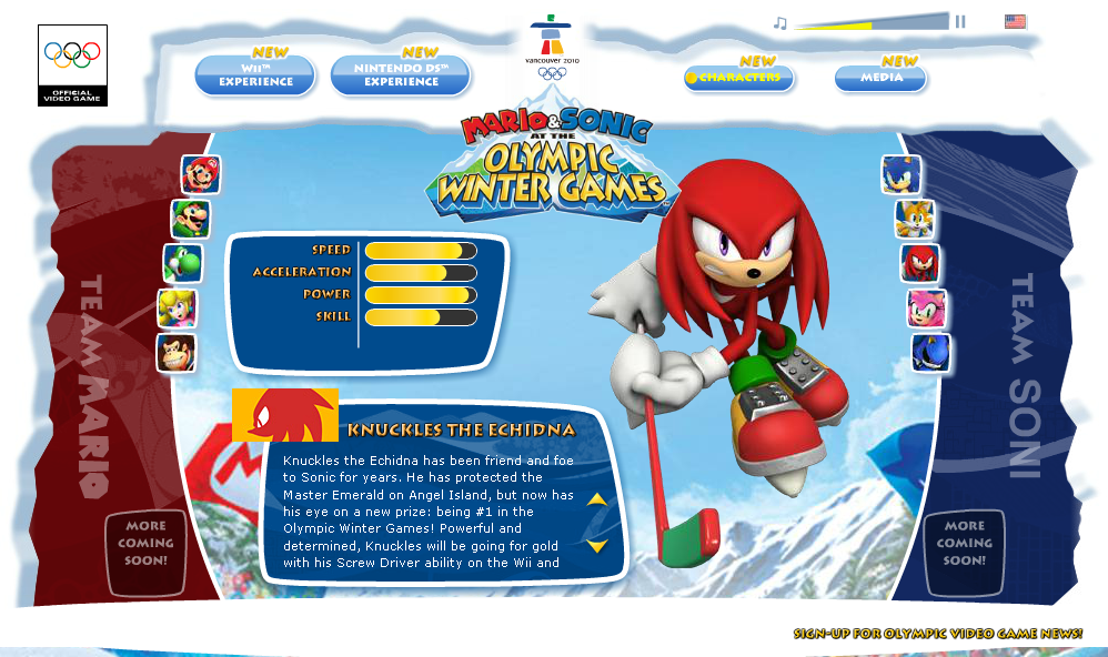 Mario and Sonic at the Olympic Winter Games Microsite