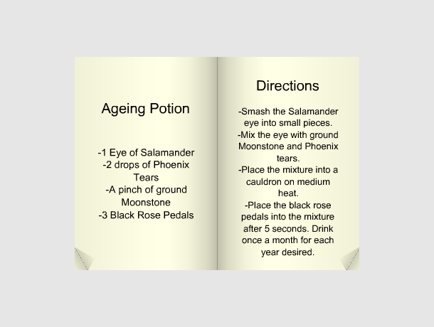 Interactive Potions Booklet