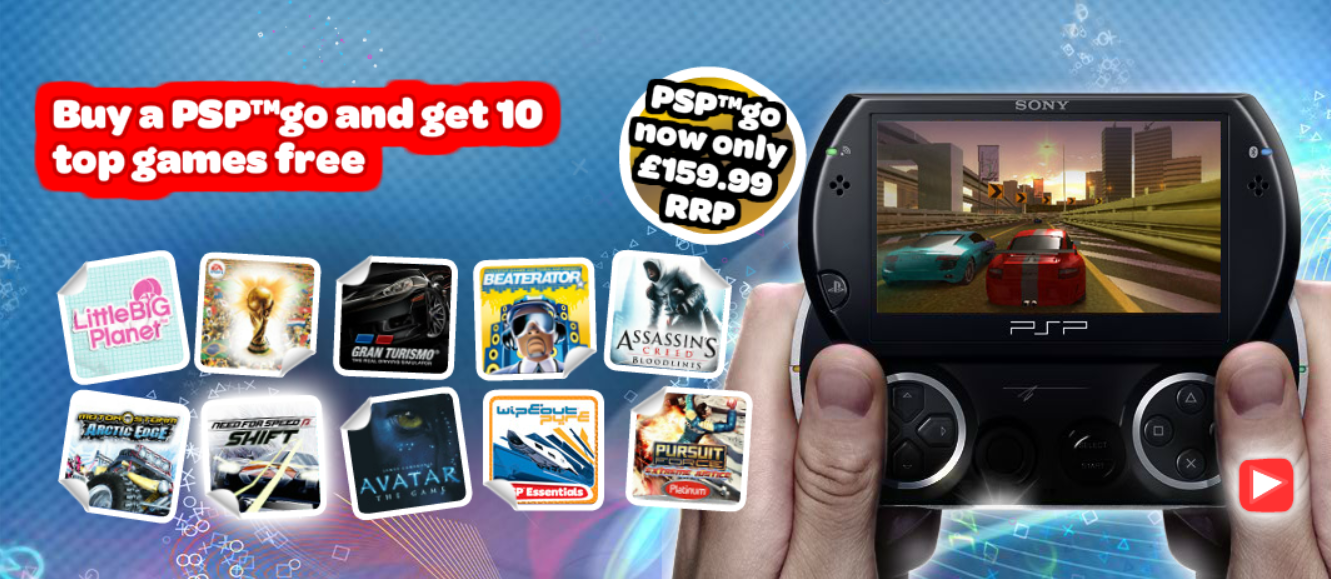 Buy a PSP™go and get 10 top games free Banner Ad