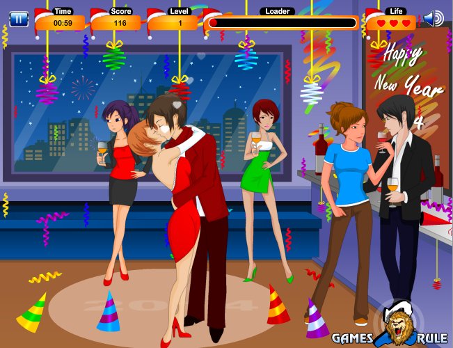 New Year Party Kiss