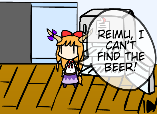 Suika tries to obtain alcohol.