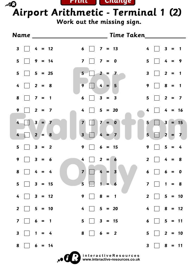 Airport Arithmetic - Terminal 1(2)