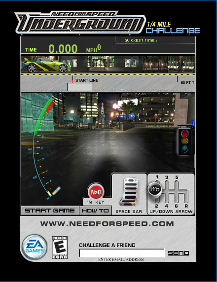 Need For Speed Underground 1/4 Mile Challenge Webgame