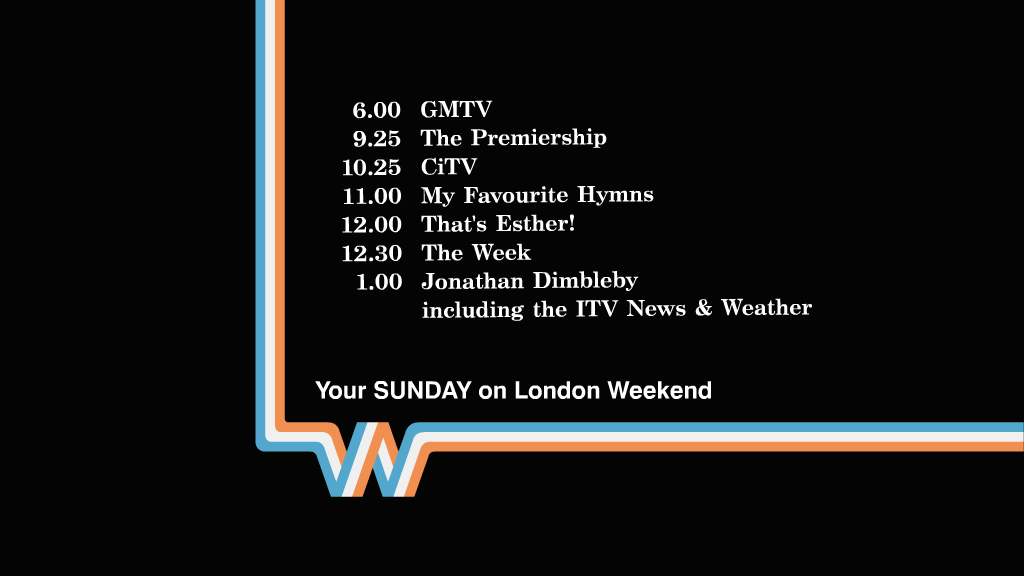 London Weekend - Programme Menu