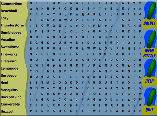 Nick.com's Summer Wordsearch