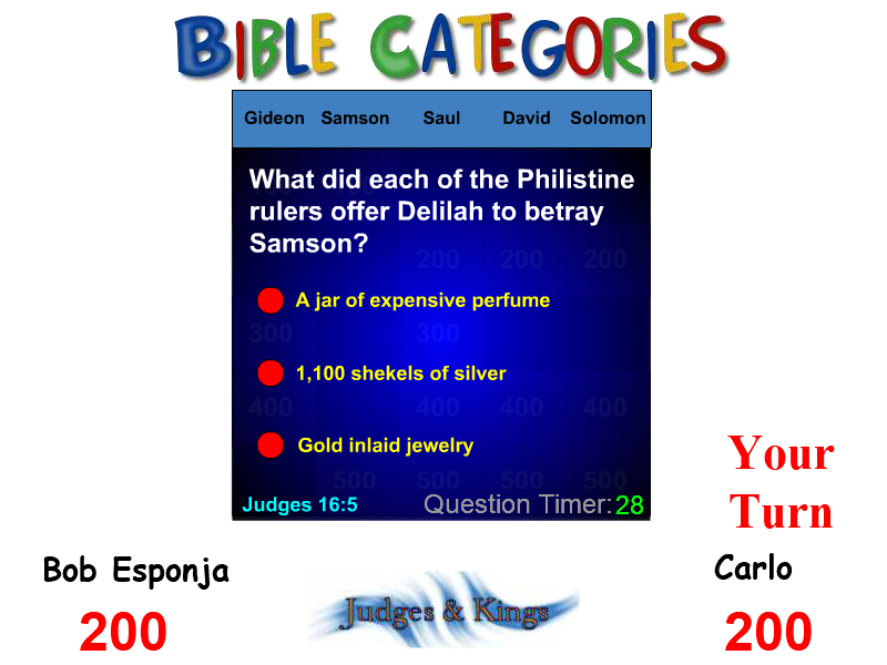 Bible Categories Game: Judges & Kings