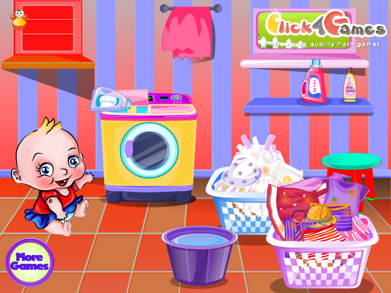 Cute Baby Washing Clothes