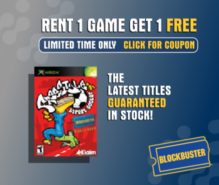 Blockbuster: Rent 1 Game Get 1 Free Banner Ad