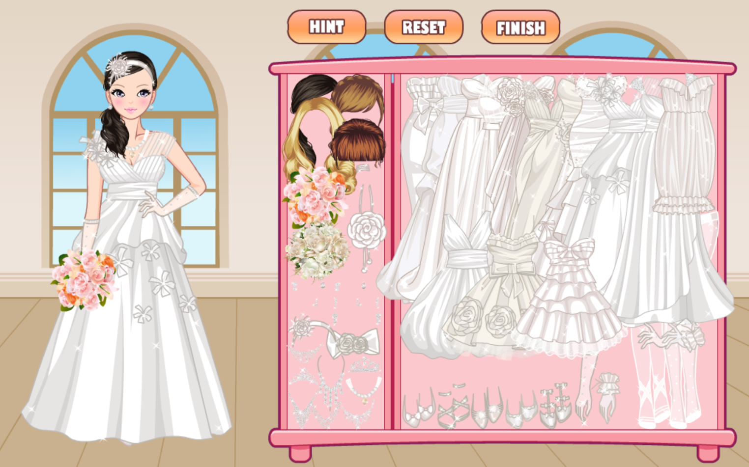 White Bride Dress Up Game