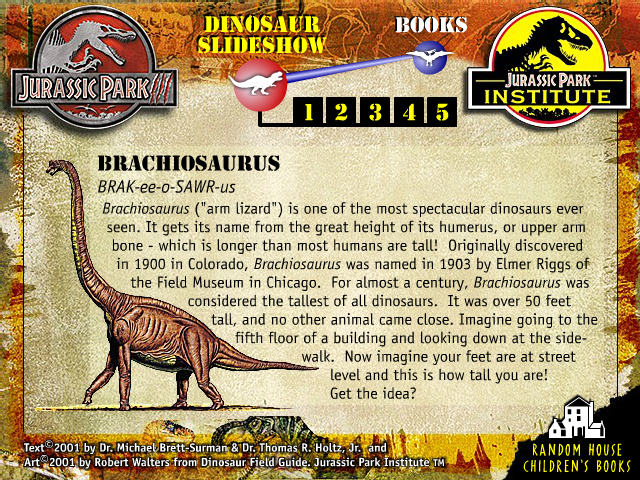Jurassic Park Institute Dinosaur Slideshow