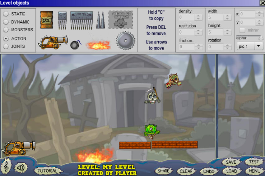 Roly-Poly Cannon: Bloody Monsters Pack 2 Level Editor