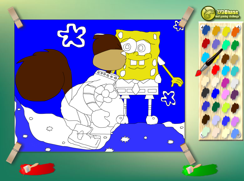 Spongebob Sandy Kissing Kids Coloring