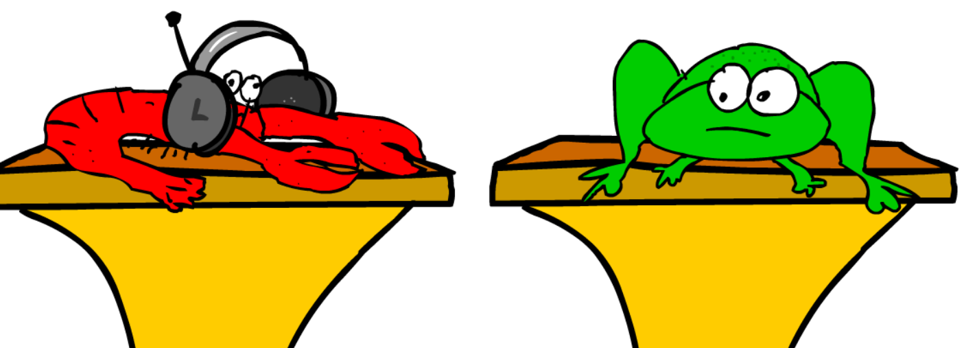 Frog Watches Lobster Listen to Hall & Oates