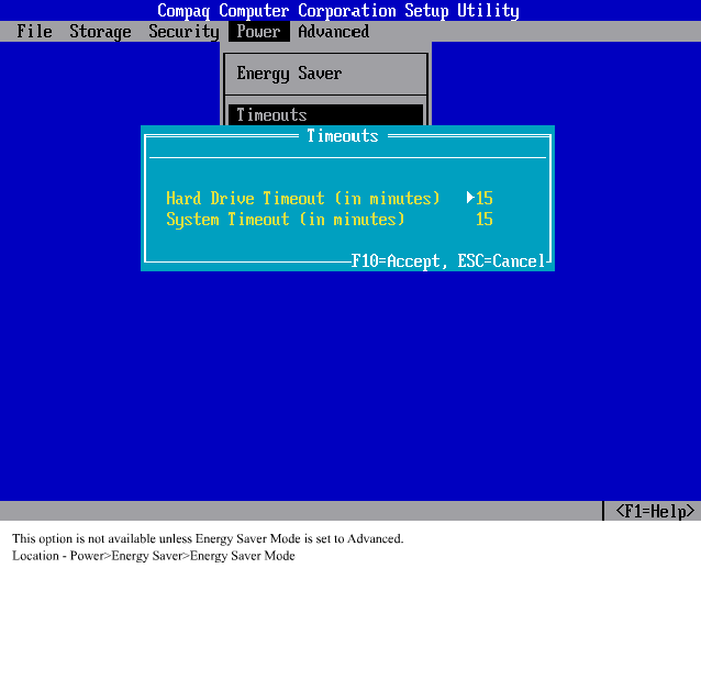 Compaq Computer Corporation Setup Utility