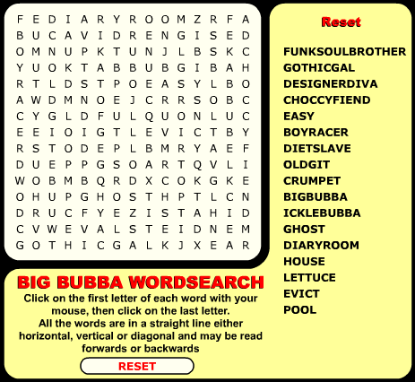 Big Bubba Wordsearch