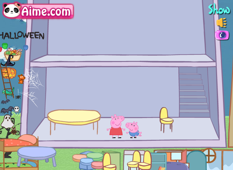 粉红猪装扮房间