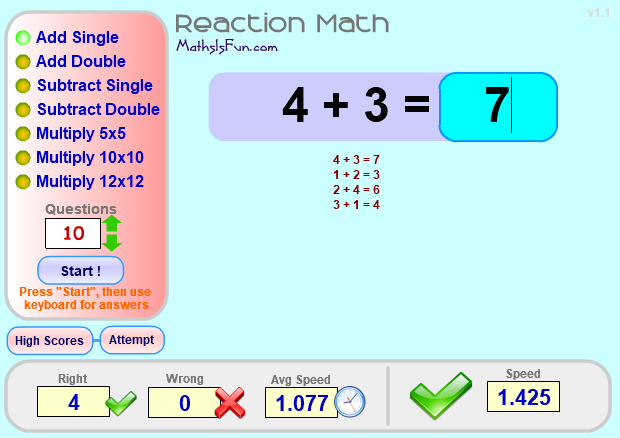 Reaction Math