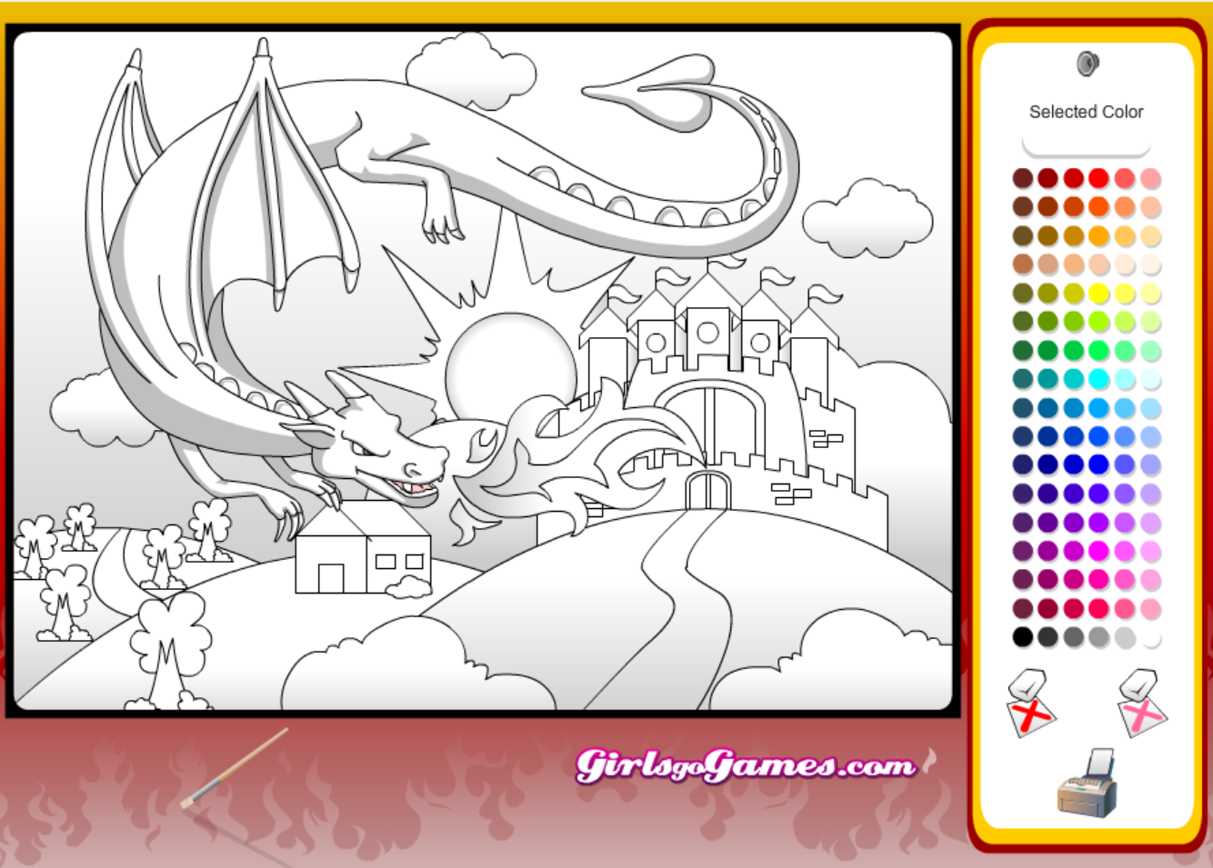 Castle and Dragon Coloring Game