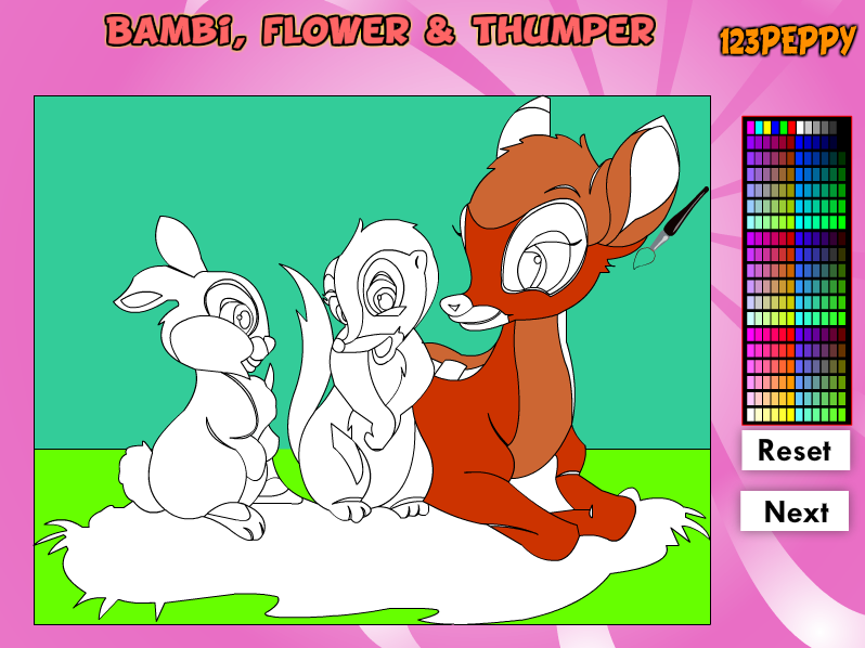 Bambi, Flower & Thumper Online Coloring Game