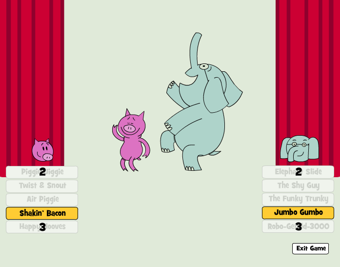 The Elephant and Piggie Dance Game