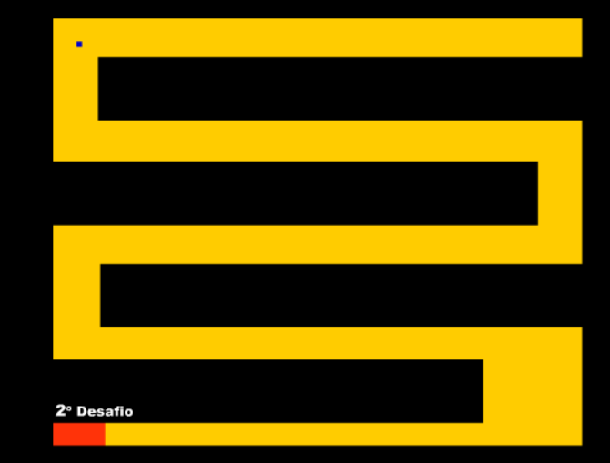 Conduza o ponto azul e não toque nas paredes