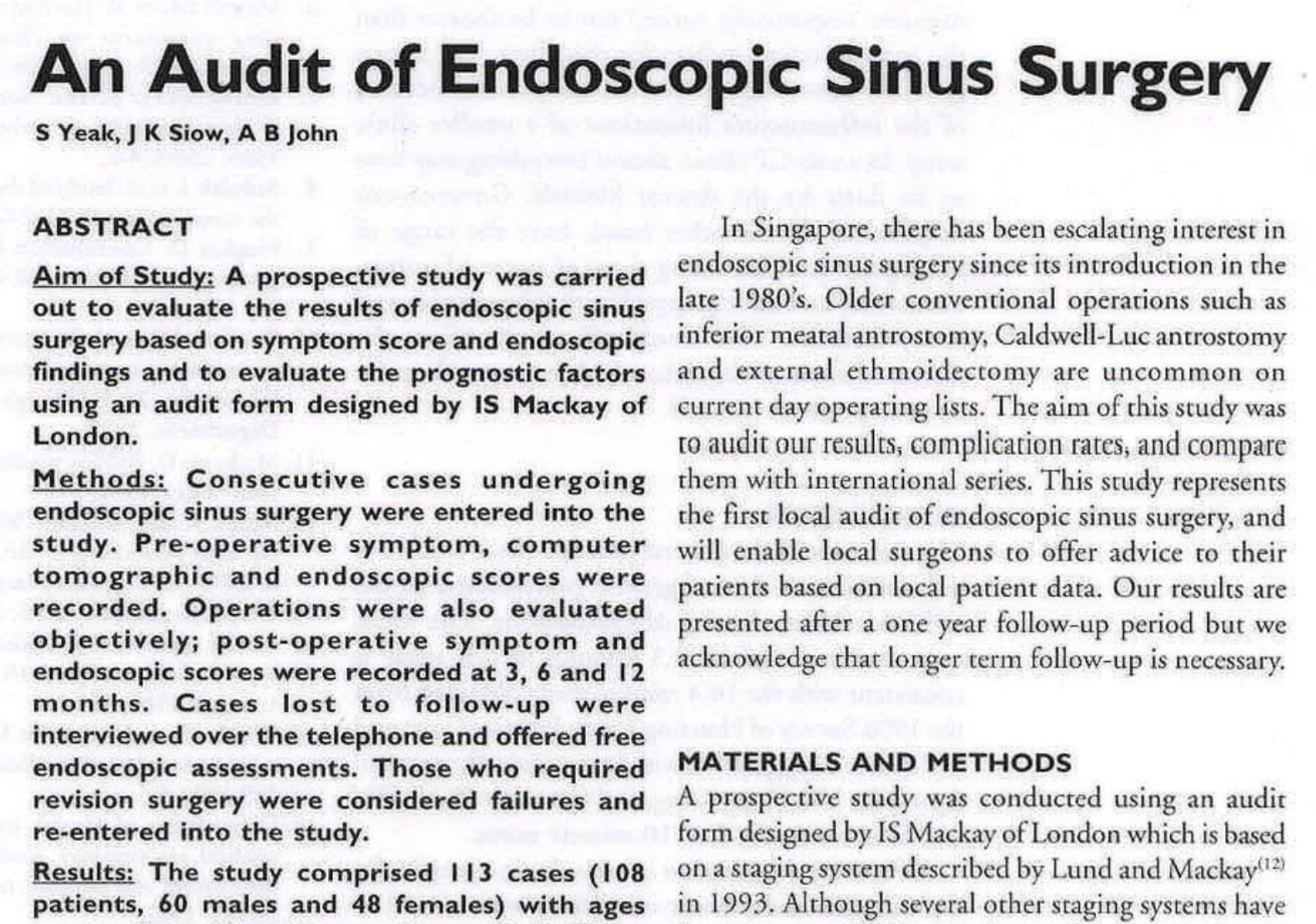 Singapore Medical 1999