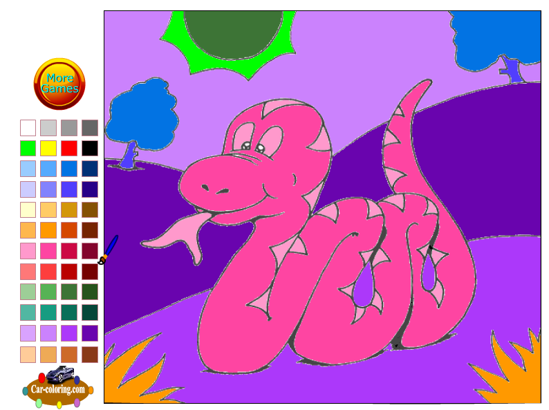 Snake In The Jungle Coloring