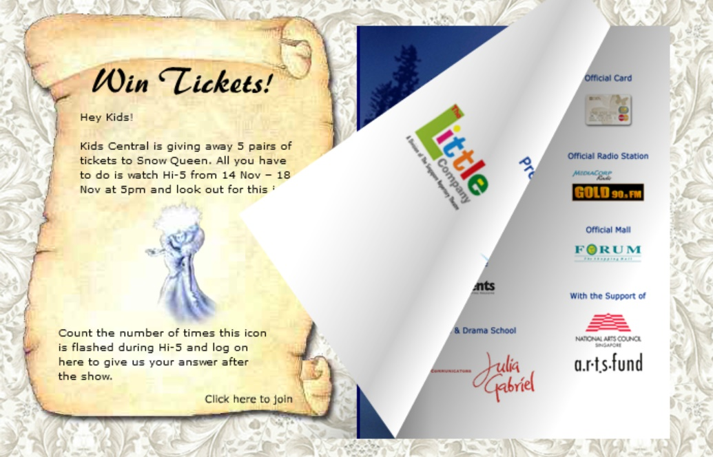 Snow Queen: Kids Central Contest Info (Singapore, 2005)